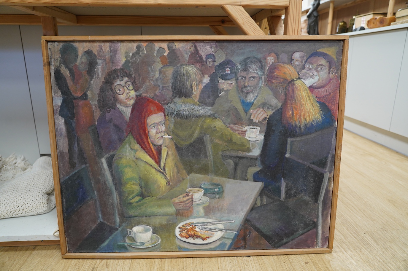 Geoffrey Underwood (1927-2000), oil on canvas, 'The Supper', details verso, 71 x 91cm. Condition - fair